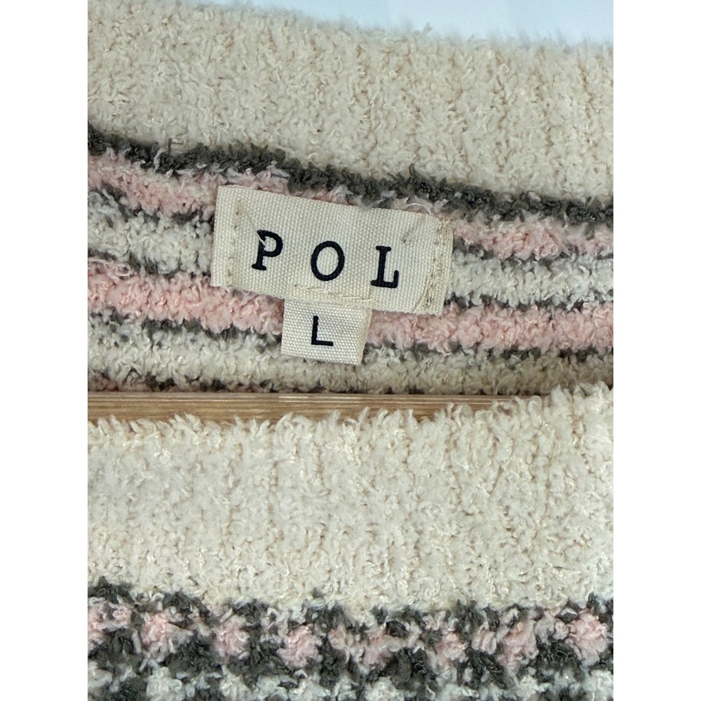 POL Cropped Sweater Pink Soft Fuzzy Button Detail Sleeve Women's L Boho Cozy - Picture 6 of 10